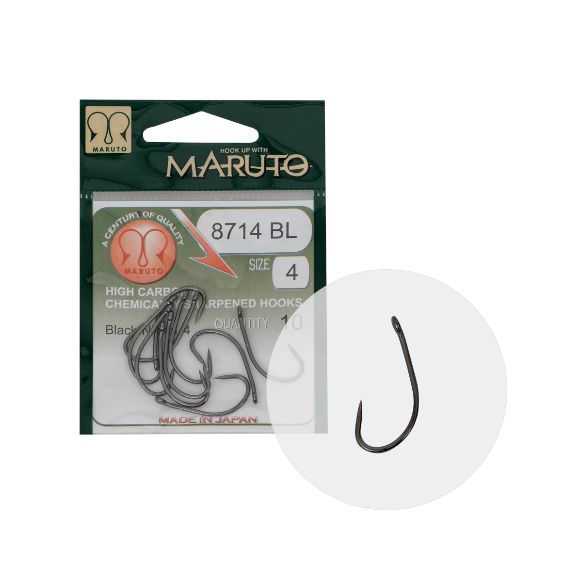 MARUTO HOROG 8714BL CARP HOOKS HC T.D.E.5 BARBLESS BLACK NICKEL