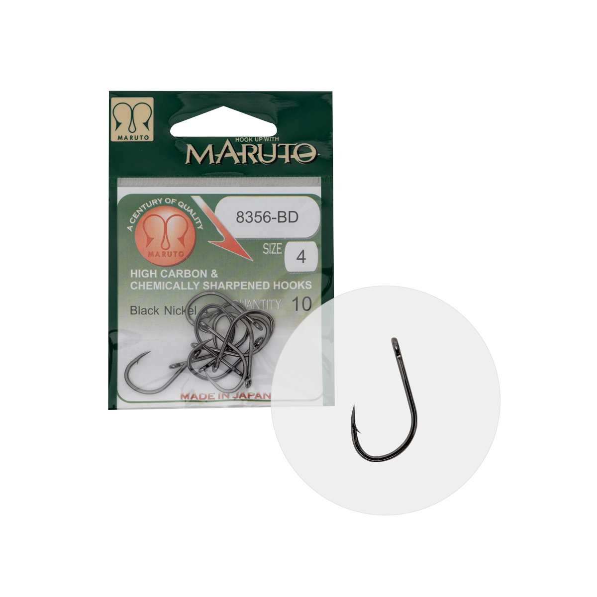MARUTO HOROG 8356-BD CARP HOOKS BARBED FORGED STRAIGHT EYE HC BLACK NICKEL